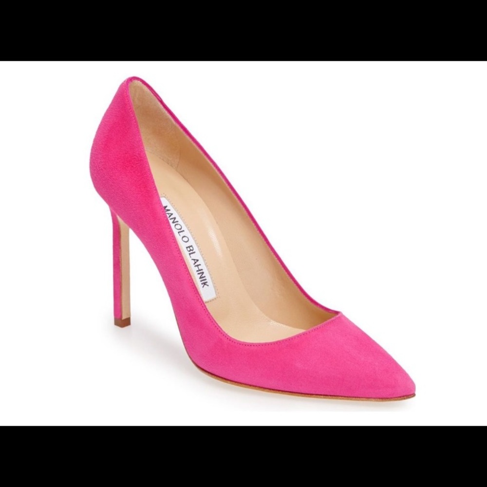 Manolo Blahnik Raspberry Suede Heels